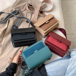 Printed Strap Paneled Crossbody Bag