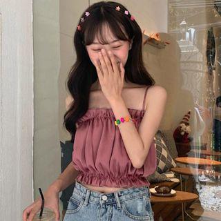 Frilled Trim Camisole Purplish Red - One Size