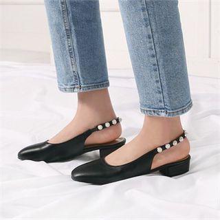 Faux-pearl Sling-back Mules