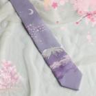 Embroidered Sakura & Mountain Neck Tie