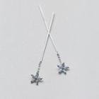 Sterling Silver Fringed Rhinestone Flower Stud Earring 1 Pair - S925 Silver - Silver - One Size