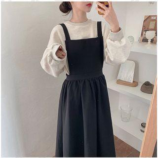 Long Sleeve Plain Knit Top / Sleeveless Dress