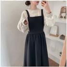 Long Sleeve Plain Knit Top / Sleeveless Dress