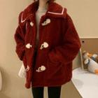 Faux Shearling Toggle Coat Red - One Size