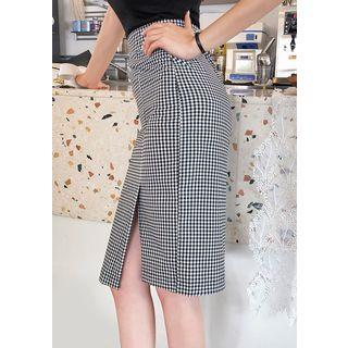 Gingham H-line Skirt Black - One Size