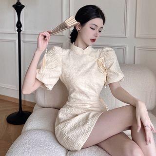 Plain Bow A-line Mini Dress