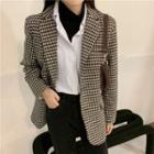 Checked Single-breasted Blazer As Shown In Figure - One Size