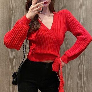 V-neck Side Tie Sweater