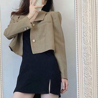 Set: Plain Cropped Jacket + Mini A-line Dress
