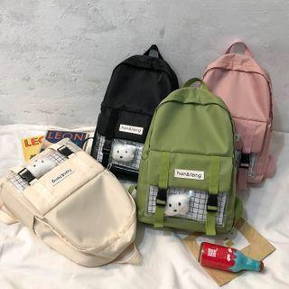 Embroidered Lettering Backpack / Bag Charm / Set