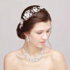 Bridal Set: Rhinestone Hair Band + Necklace + Earrings