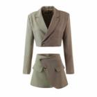 Two Tone Cropped Blazer / Mini Skirt