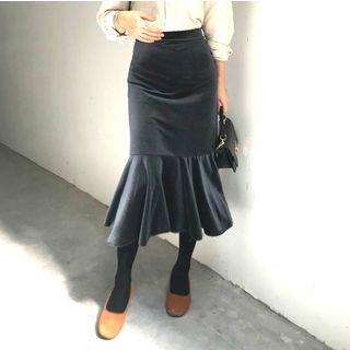 Ruffle Velvet Skirt