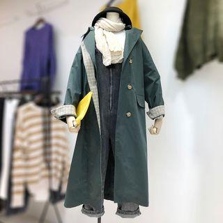 Plaid Panel Single-breasted Trench Coat