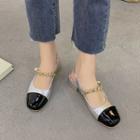 Square-toe Two-tone Chain Block Heel Mary Jane Shoes