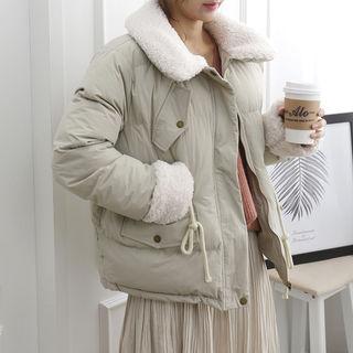 Sherpa-fleece Trim Padded Jacket