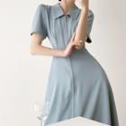 Short-sleeve Zip-up Shirt Dress