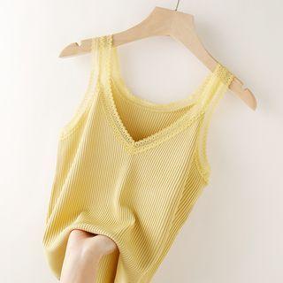 Lace Trim V-neck Knit Camisole Top