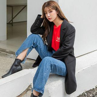 Plus Size Single-breast Longline Blazer