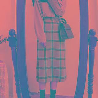 Straight Leg Midi Plaid Skirt