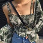 Tie-strap Foliage Smocked Top