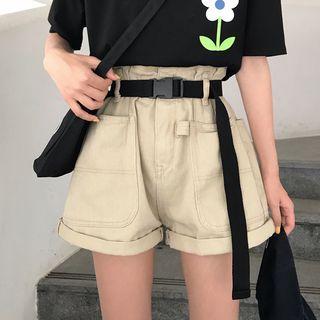 Set: Denim Shorts + Buckled Canvas Belt
