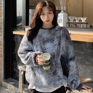 Tie-dyed Fleece Pullover Gray & White - One Size