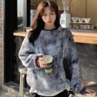 Tie-dyed Fleece Pullover Gray & White - One Size