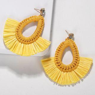 Fringed Straw Dangle Earring
