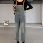 Long-sleeve Crop Top / Straight-fit Dungaree Pants