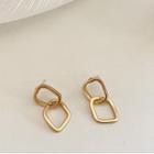 Metal Drop Earring 1 Pair - Silver Stud - Matte Gold - One Size