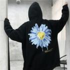 Lettering Daisy Print Hoodie