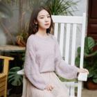 Plain Sweater Grayish Purple - One Size