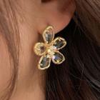 Flower Faux Crystal Earring 1 Pair - Flower Faux Crystal Earring - Purple - One Size