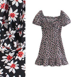 Floral Print Short Sleeve Mini Dress
