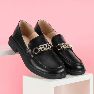 Rhinestone Numbers Buckled Loafers