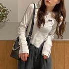 Long-sleeve Logo Asymmetric Top