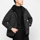 Mock Two-piece Plaid Padded Coat