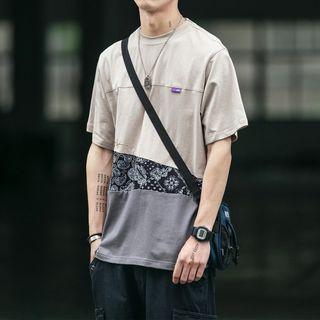 Short-sleeve Paisley Print Panel T-shirt