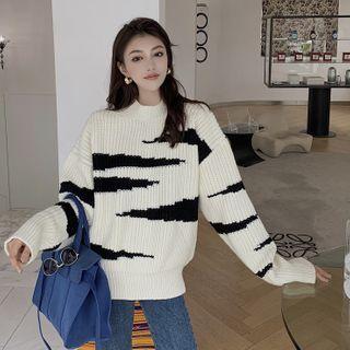 Zebra Print Sweater White - One Size