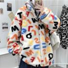 Lettering Fluffy Jacket