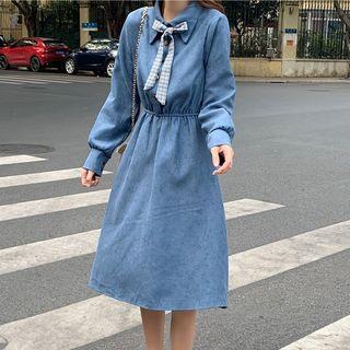 Lace-up Long Sleeve Shirtdress