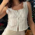 Square Neck Lace Trim Tank Top