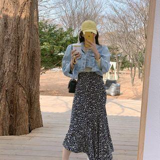 Band-waist Floral Mermaid Skirt