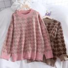 Houndstooth Long-sleeve Sweater
