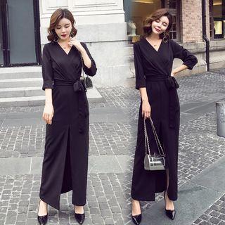 3/4-sleeve Maxi Shift Dress