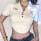 Short-sleeve Embroidered Polo Top