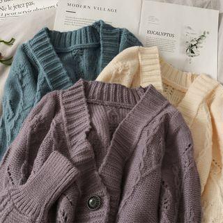 Eyelet Cropped Sweater Cardigan
