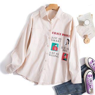 Long Sleeve Print Shirt Almond - One Size