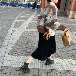 Knit Panel Single-breasted Quilted Jacket